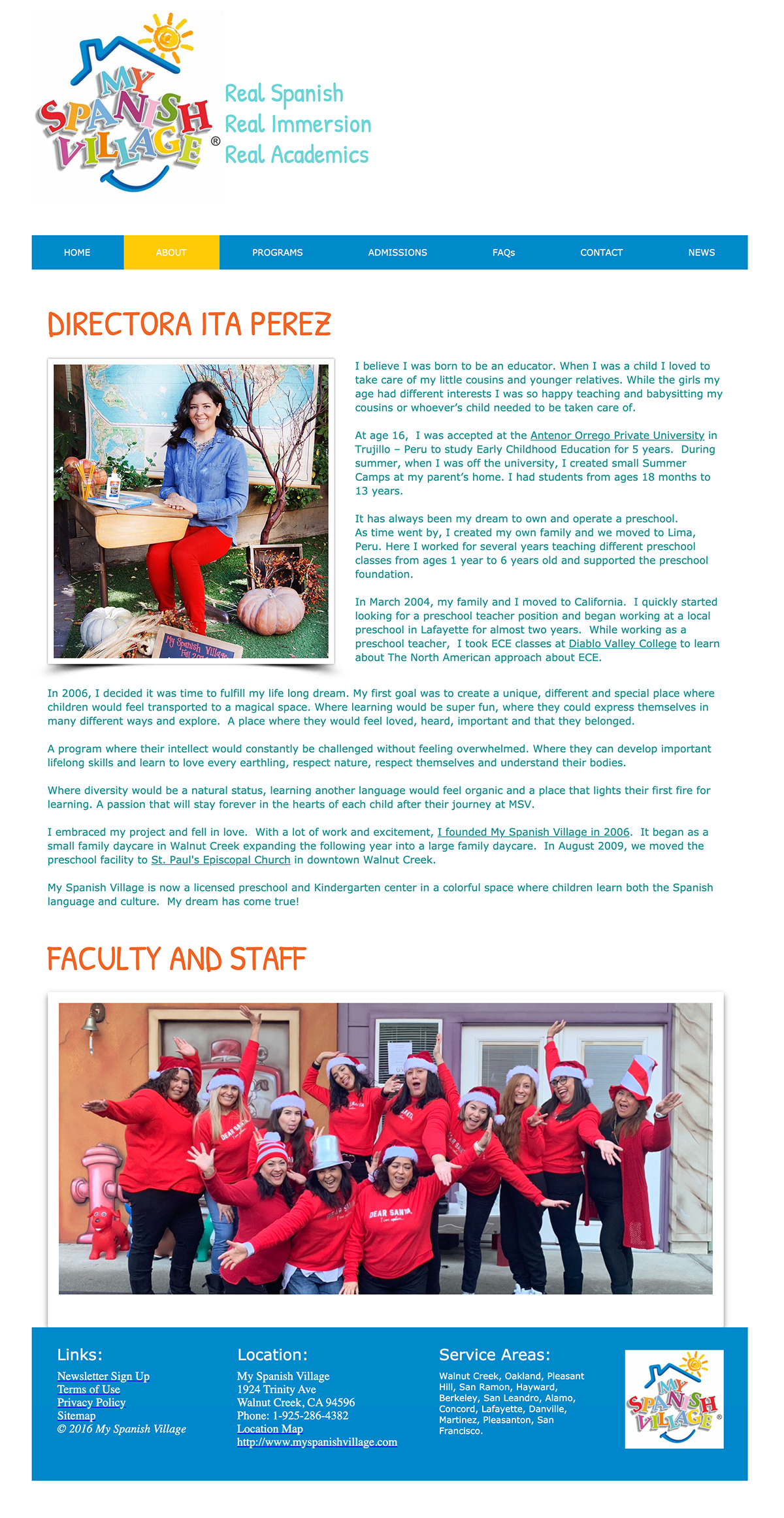 Team MySpanisVillage preschool website design