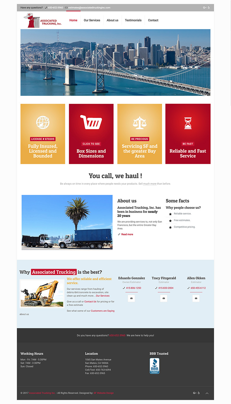 Associated Trucking Inc  San Mateo Home Page Design