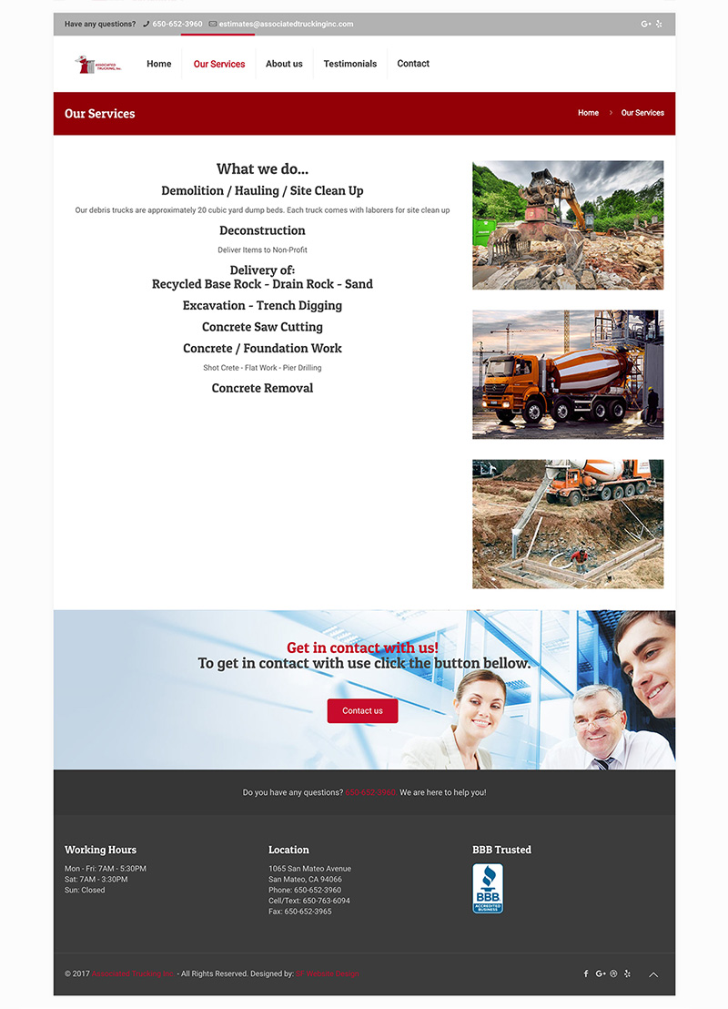 Associated Trucking Inc in San Mateo Service Page