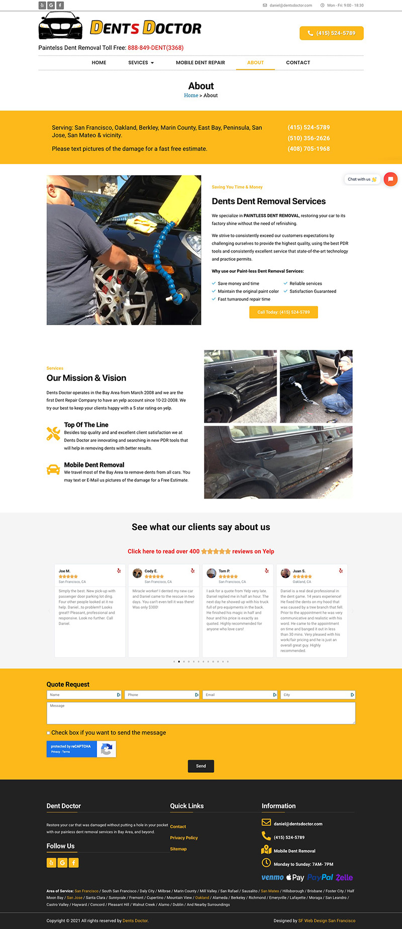 mobile body shop repair San Francisco website design